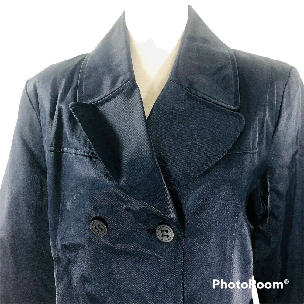 Guess Womens Size L Blue Lightweight Raincoat Peacoat Pea Coat Jacket NWOT - Picture 7 of 10